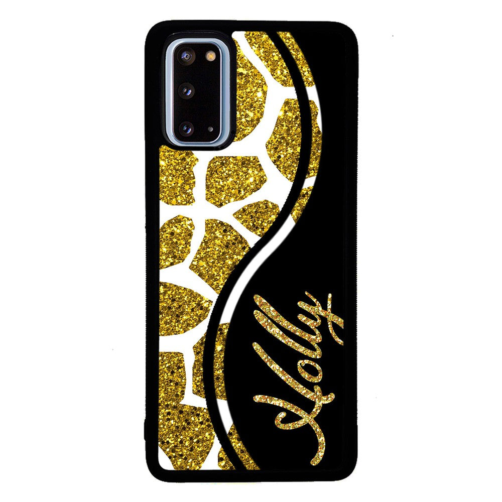 Gold Glitter Giraffe Curvy Personalized Samsung Phone Case