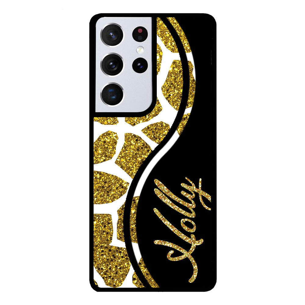 Gold Glitter Giraffe Curvy Personalized Samsung Phone Case