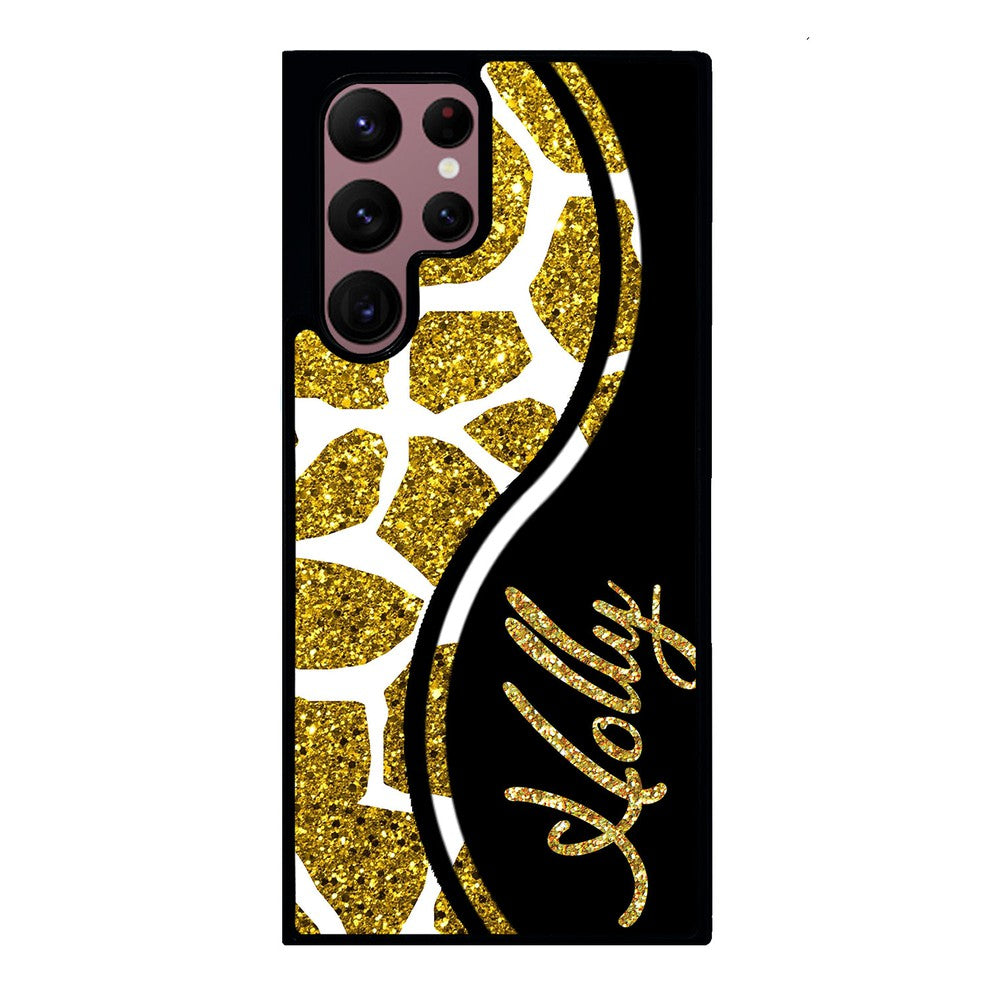 Gold Glitter Giraffe Curvy Personalized Samsung Phone Case