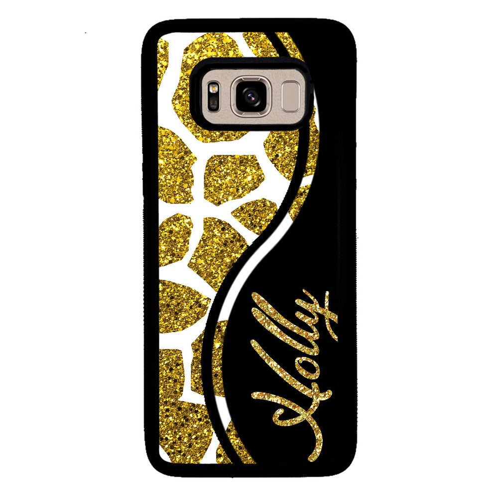Gold Glitter Giraffe Curvy Personalized Samsung Phone Case