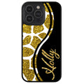 Gold Glitter Giraffe Curvy Personalized Apple iPhone Case