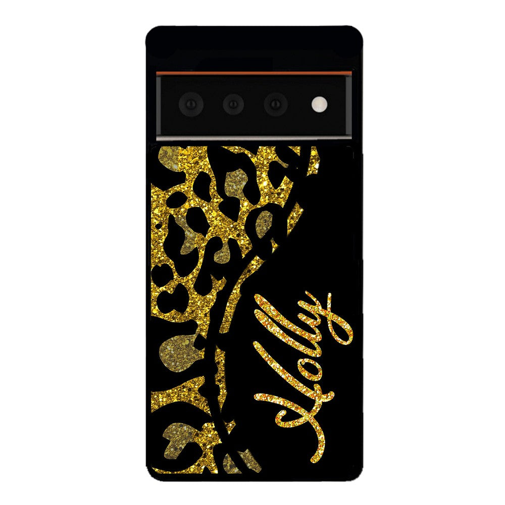 Gold Glitter Leopard Curvy Personalized Google Phone Case