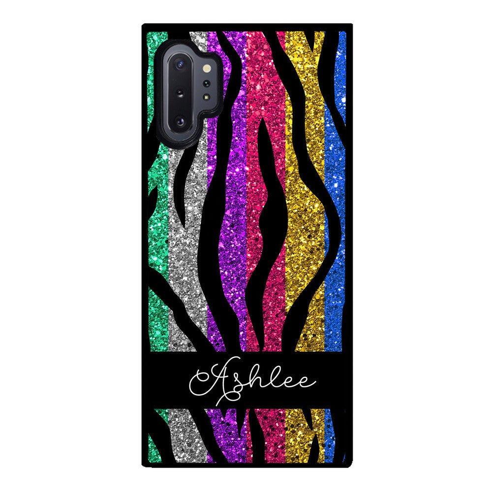 Glittery Colorful Tiger Stripe Personalized Samsung Phone Case