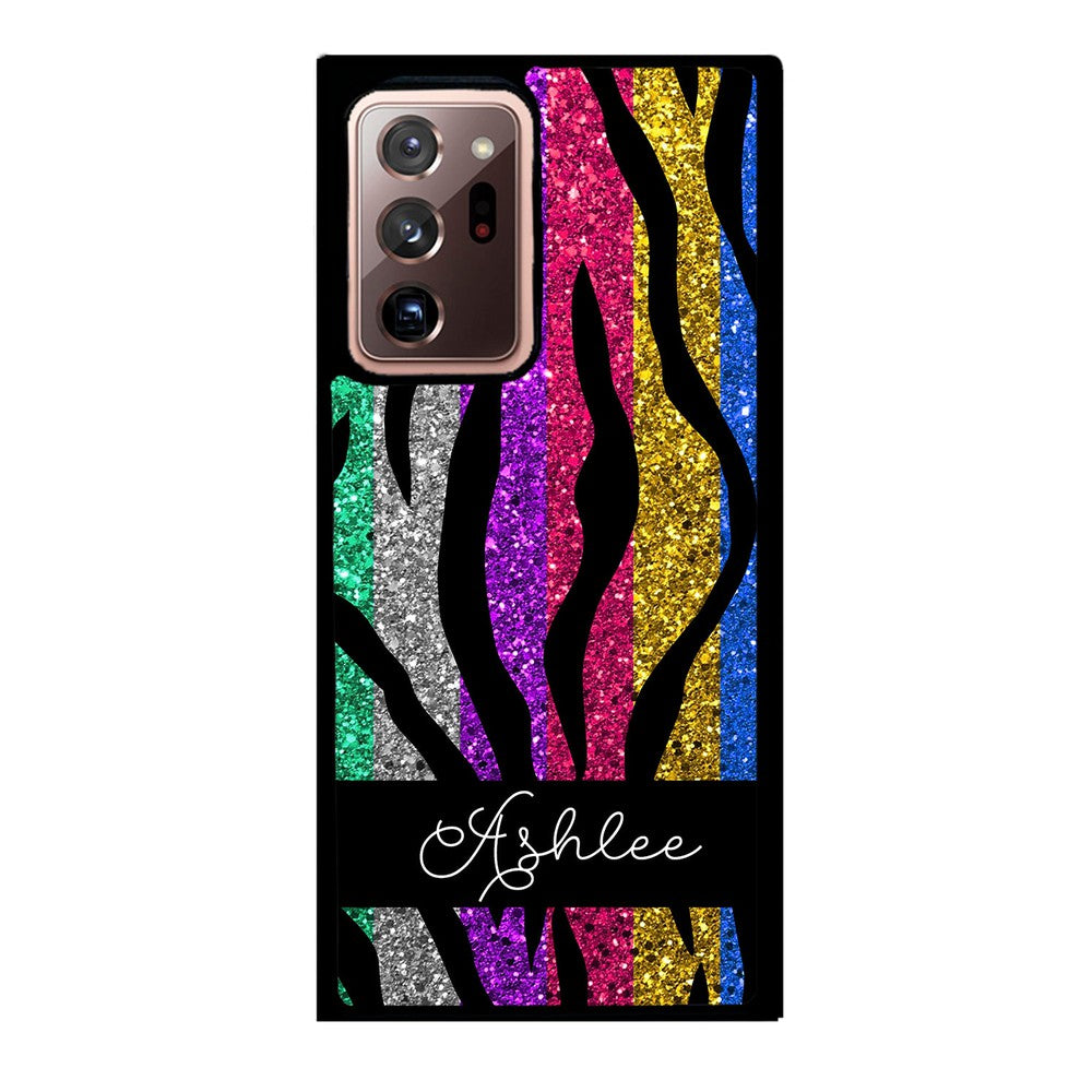Glittery Colorful Tiger Stripe Personalized Samsung Phone Case