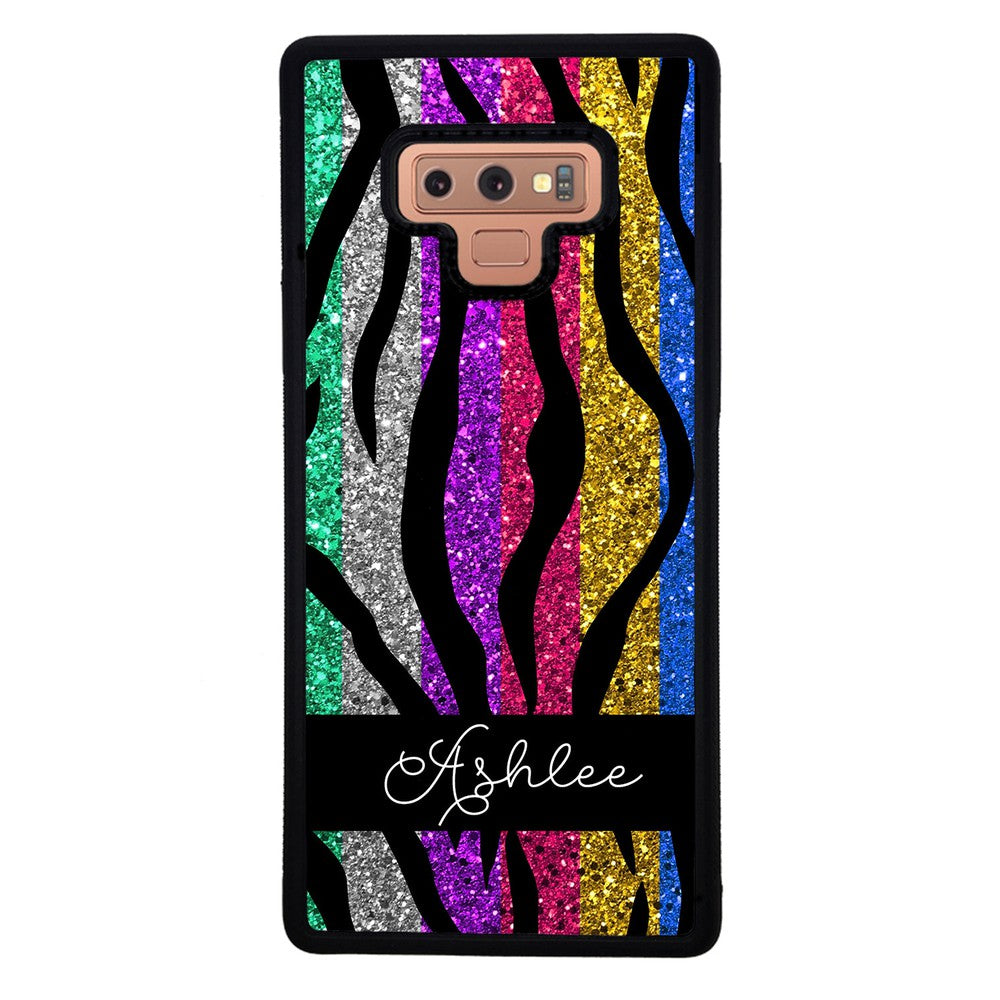 Glittery Colorful Tiger Stripe Personalized Samsung Phone Case