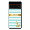 Teal White Bars Anchor Personalized Google Phone Case