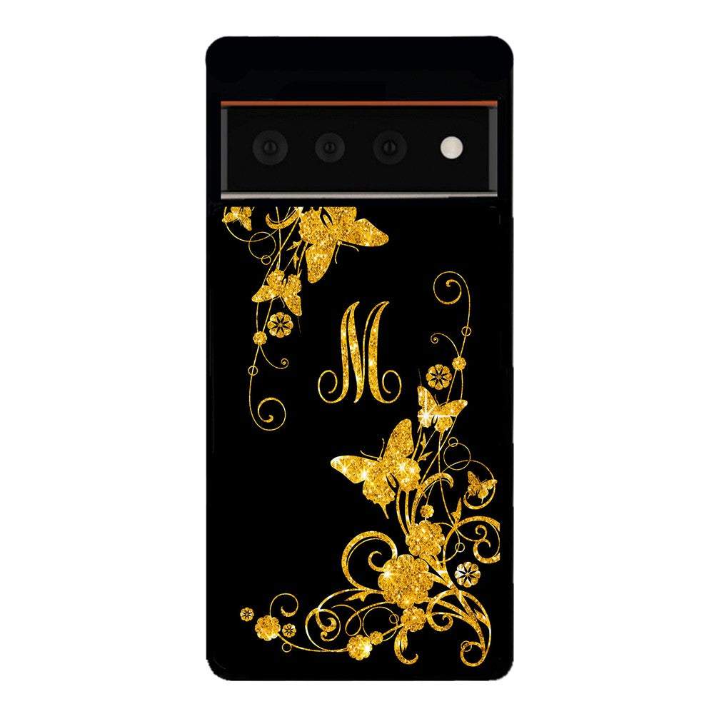Golden Butterfly Vines Initial Google Phone Case