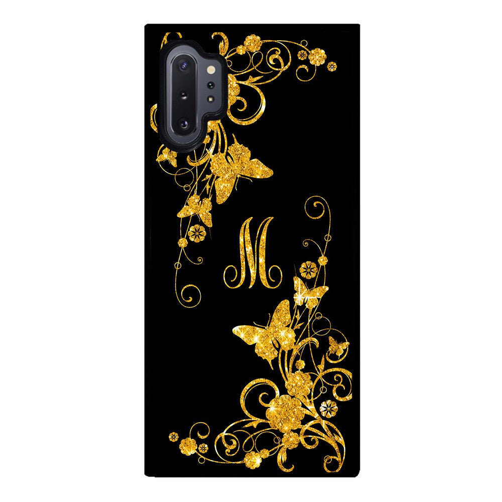 Golden Butterfly Vines Initial Samsung Phone Case