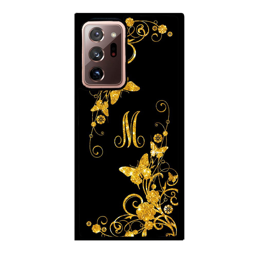 Golden Butterfly Vines Initial Samsung Phone Case