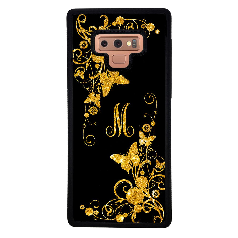 Golden Butterfly Vines Initial Samsung Phone Case