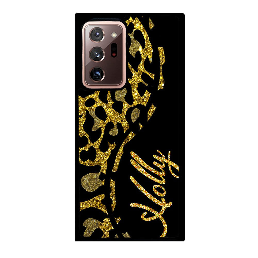 Gold Glitter Leopard Curvy Personalized Samsung Phone Case