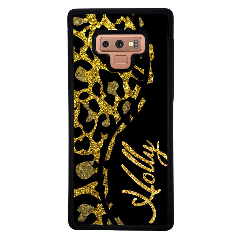 Gold Glitter Leopard Curvy Personalized Samsung Phone Case