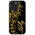 Gold Glitter Leopard Curvy Personalized Apple iPhone Case