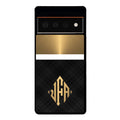 Gold and Black Plaid - Triangle Monogram Google Phone Case