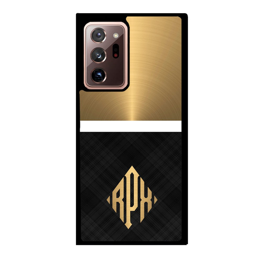 Gold and Black Plaid - Triangle Monogram Samsung Phone Case
