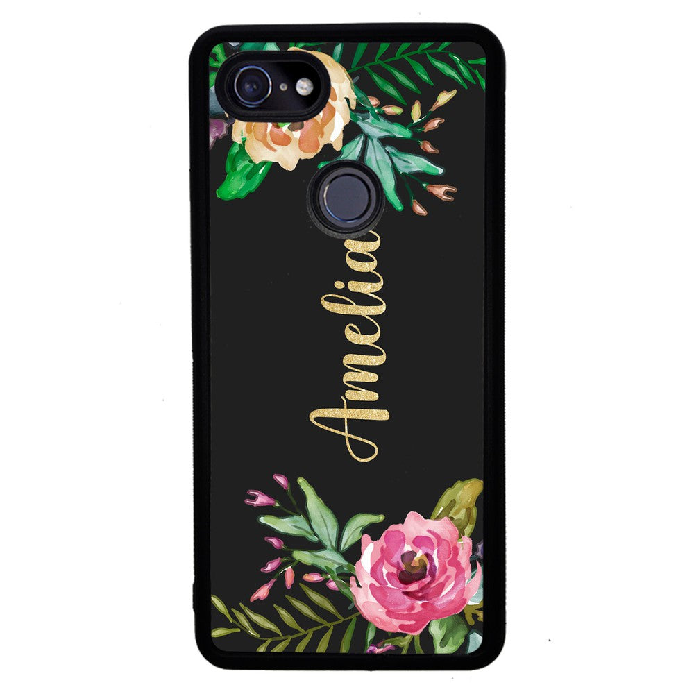 Vintage Flowers Golden Personalization Google Phone Case