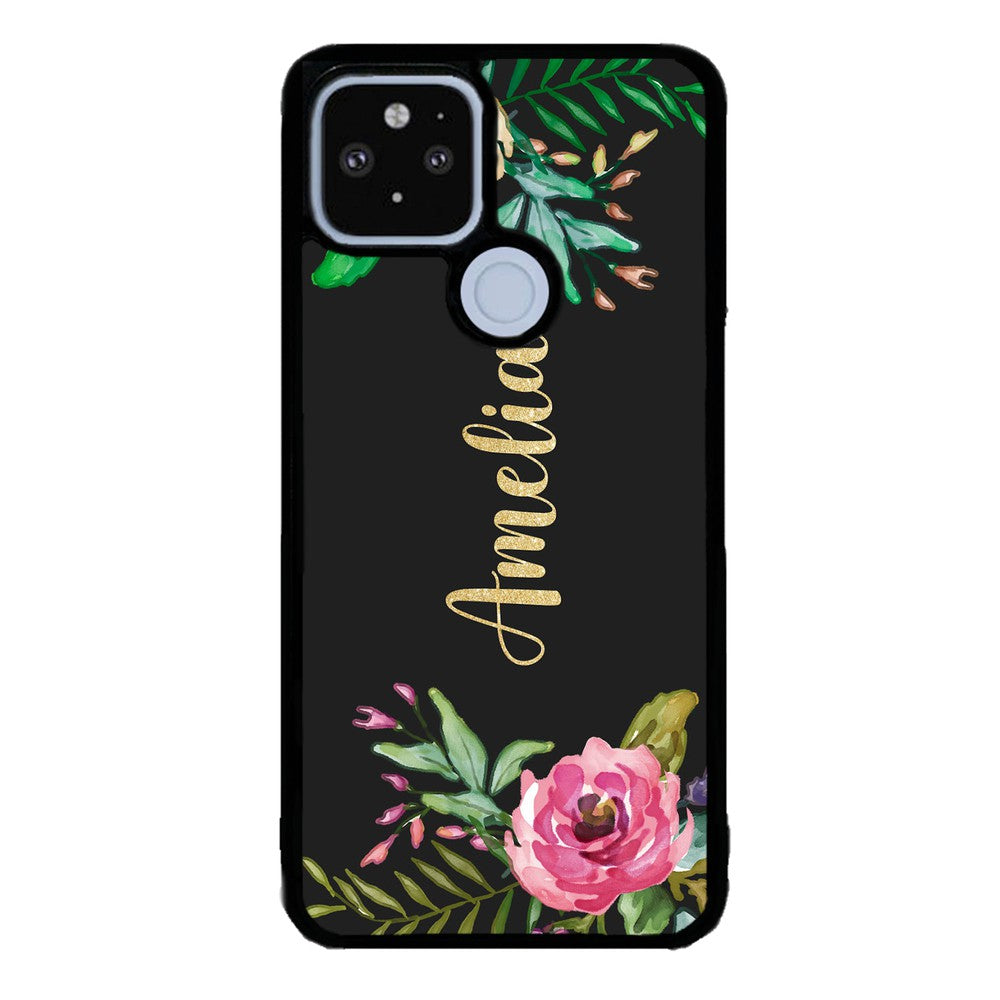 Vintage Flowers Golden Personalization Google Phone Case
