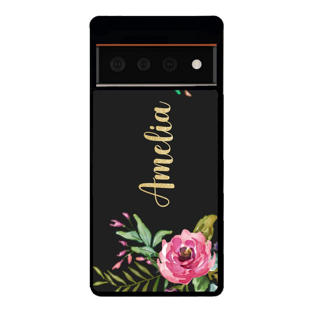 Vintage Flowers Golden Personalization Google Phone Case