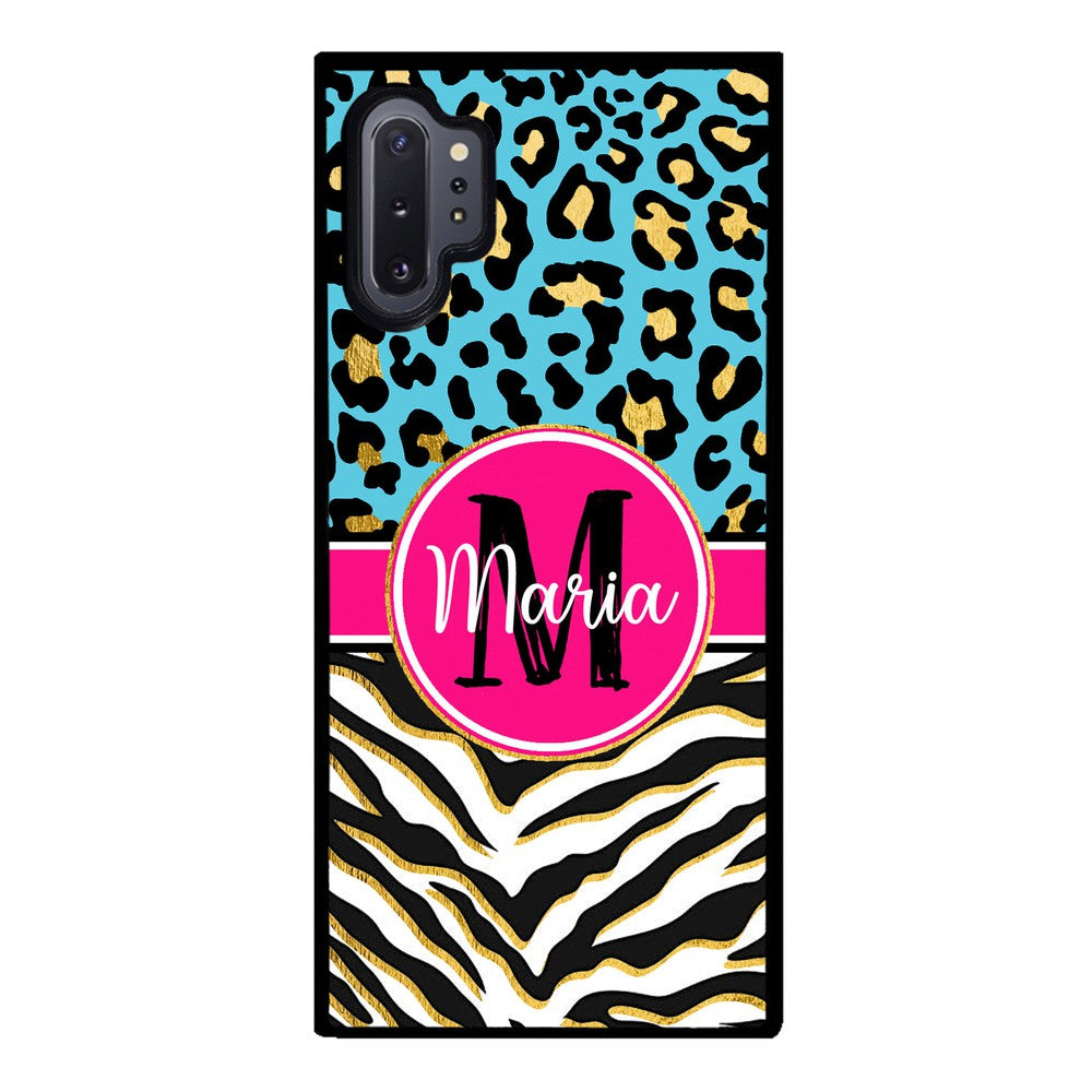 Blue Gold Foil Leopard and Zebra Skin Personalized Samsung Phone Case