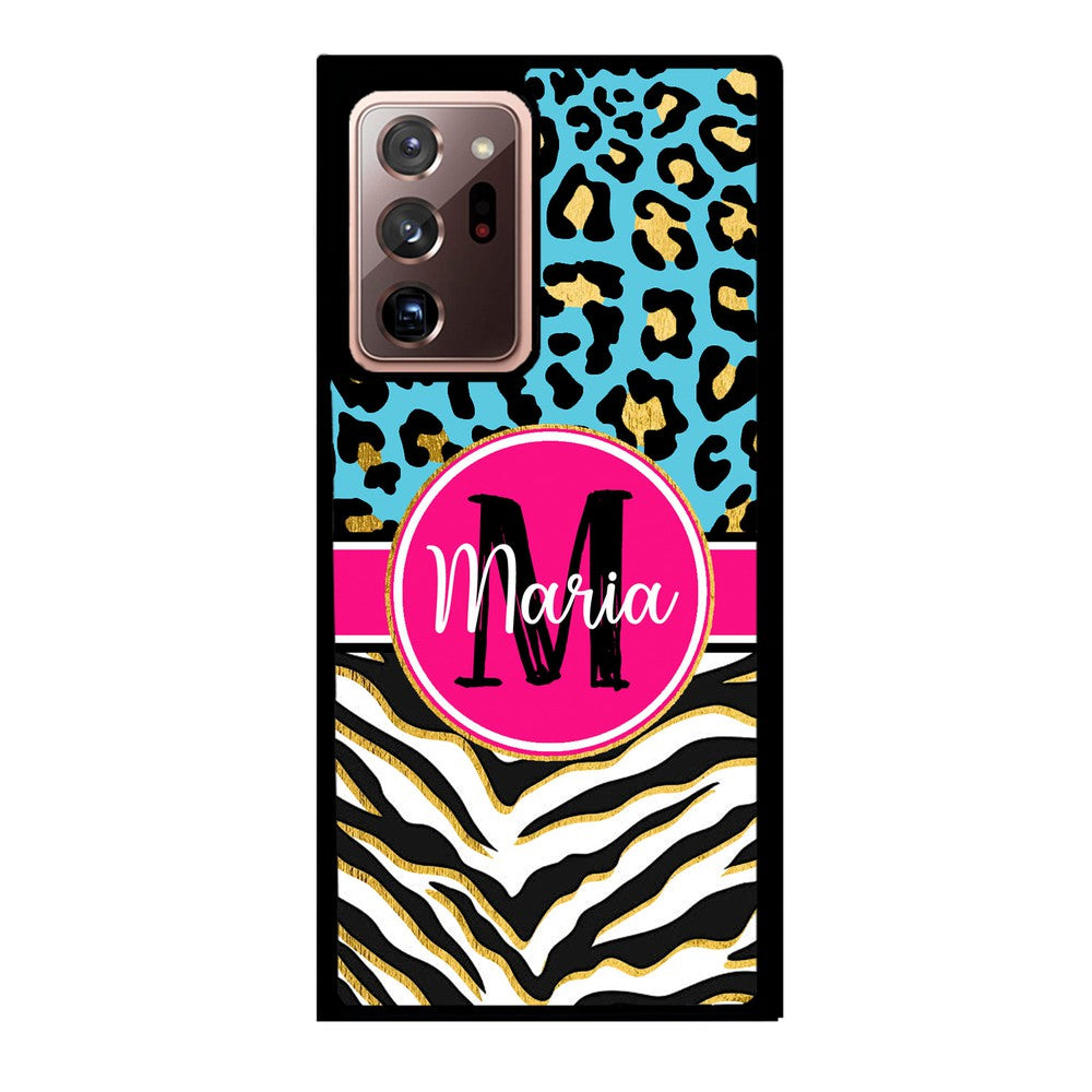 Blue Gold Foil Leopard and Zebra Skin Personalized Samsung Phone Case