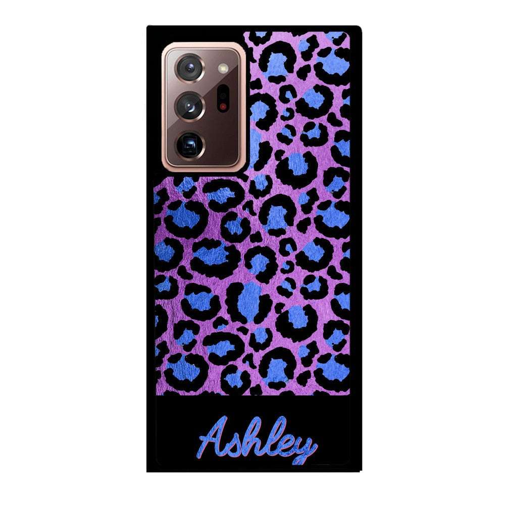 Leopard Skin Purple and Blue Gold Foil Personalized Samsung Phone Case