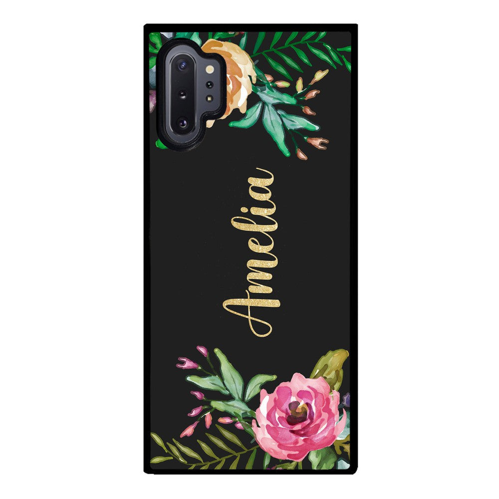 Vintage Flowers Golden Personalization Samsung Phone Case