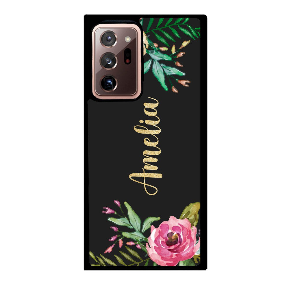 Vintage Flowers Golden Personalization Samsung Phone Case