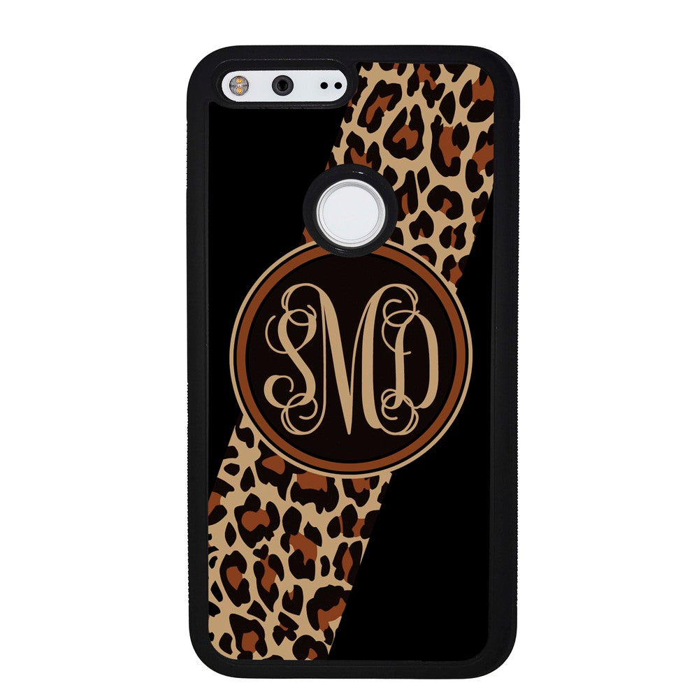 Leopard Animal Skin Script Monogram Google Phone Case