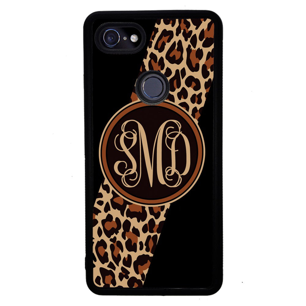 Leopard Animal Skin Script Monogram Google Phone Case