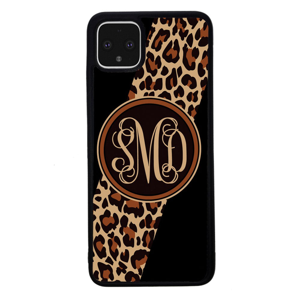 Leopard Animal Skin Script Monogram Google Phone Case