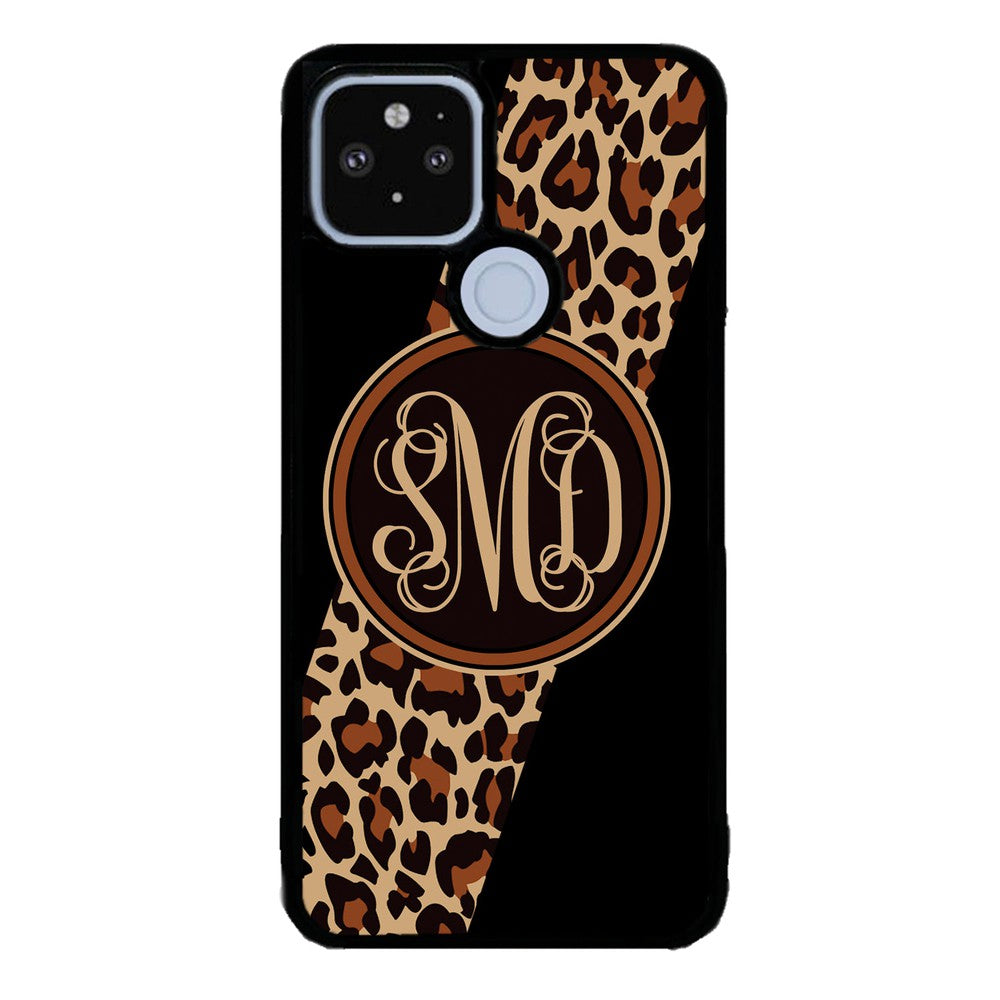 Leopard Animal Skin Script Monogram Google Phone Case