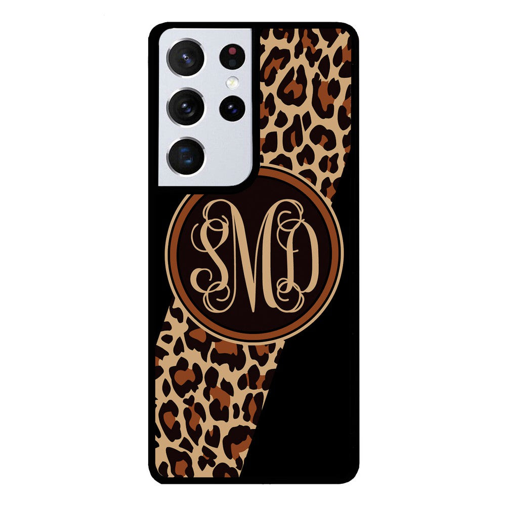 Leopard Animal Skin Script Monogram Samsung Phone Case