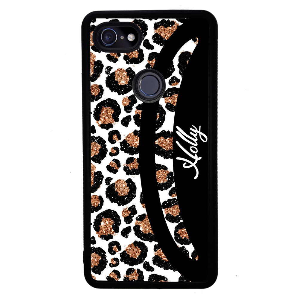 Leopard Moon Curve White and Gold Personalized Google Phone Case