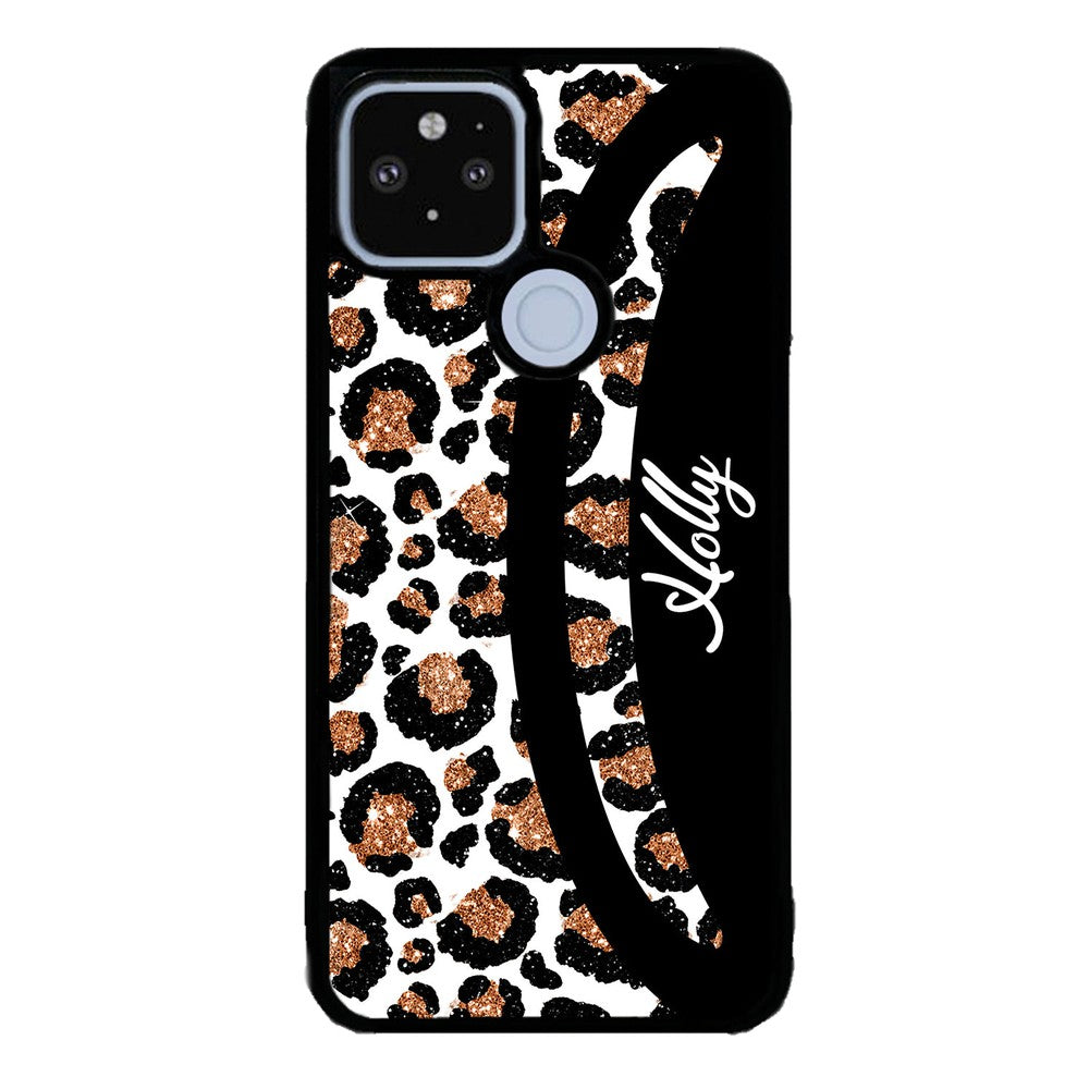 Leopard Moon Curve White and Gold Personalized Google Phone Case