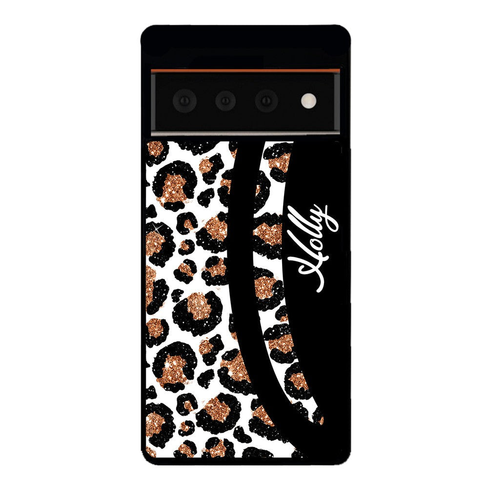 Leopard Moon Curve White and Gold Personalized Google Phone Case