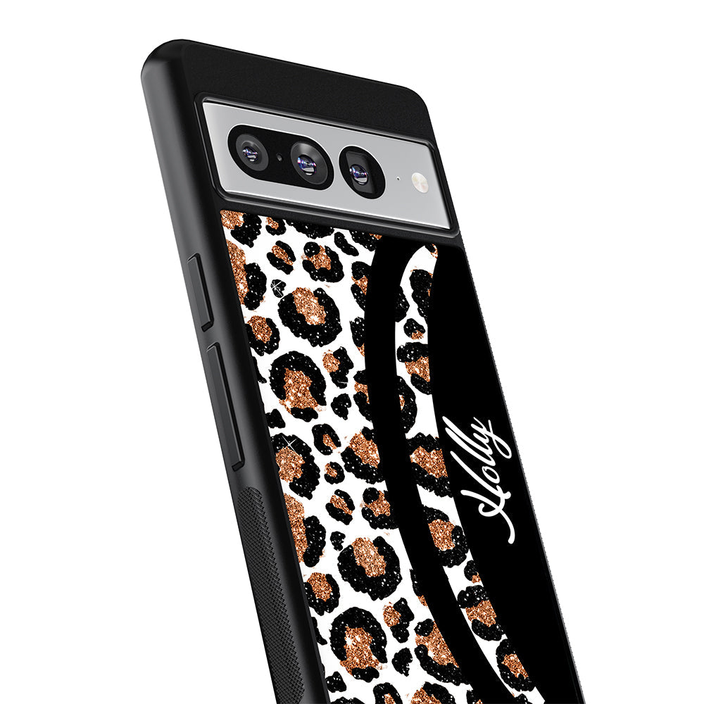 Leopard Moon Curve White and Gold Personalized Google Phone Case