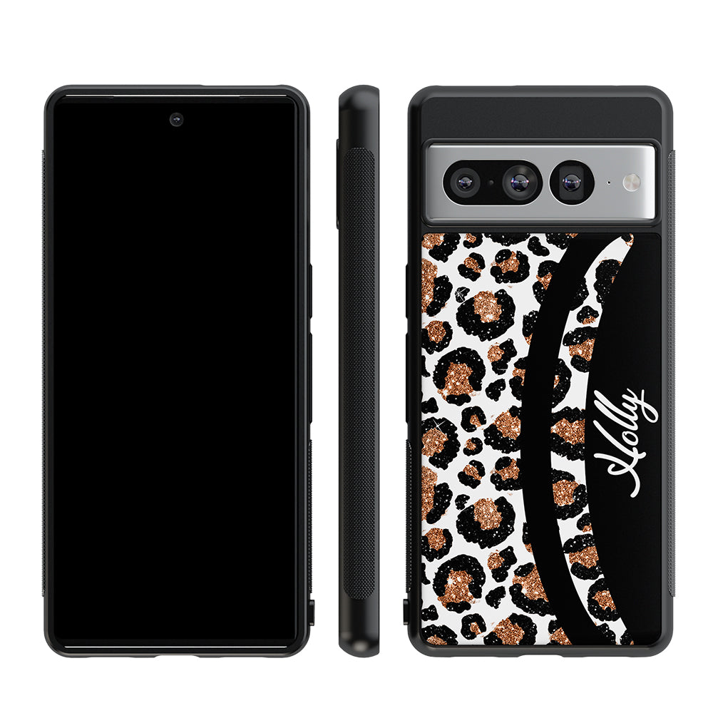 Leopard Moon Curve White and Gold Personalized Google Phone Case
