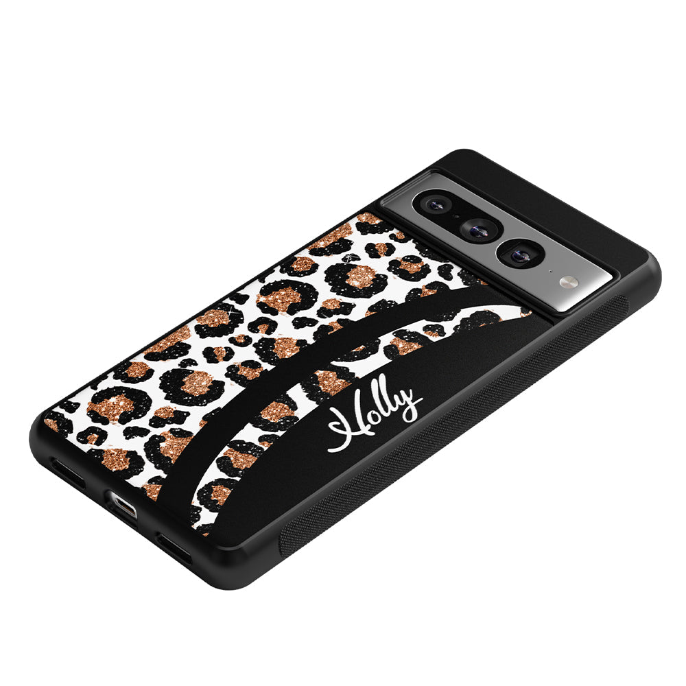 Leopard Moon Curve White and Gold Personalized Google Phone Case