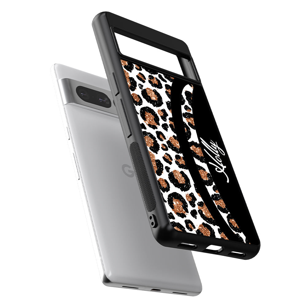Leopard Moon Curve White and Gold Personalized Google Phone Case