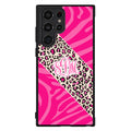 Pink Leopard and Zebra Animal Skin Monogram Samsung Phone Case