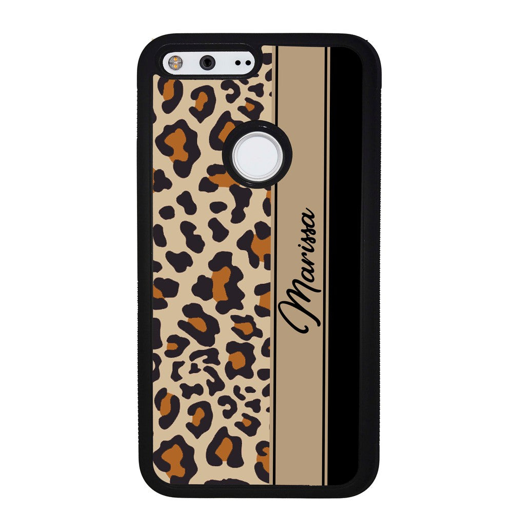 Leopard Skin Brown and Black Personalized Google Phone Case