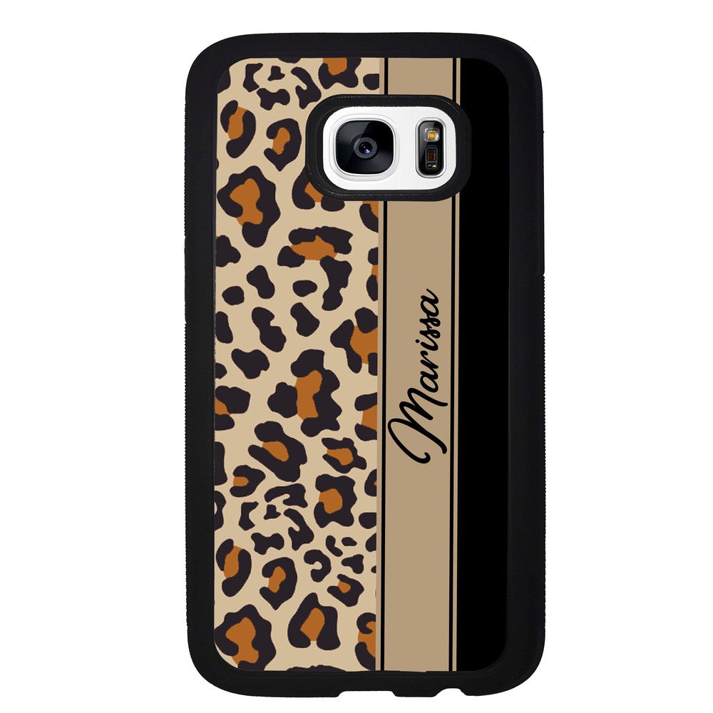Leopard Skin Brown and Black Personalized Samsung Phone Case
