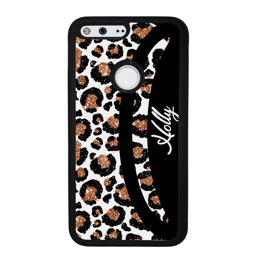Leopard Moon Curve White and Gold Personalized Google Phone Case