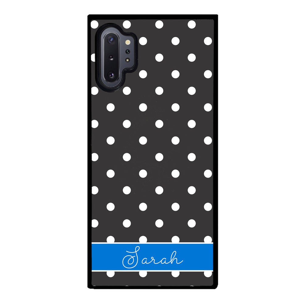 Black Polka Dot Blue Personalized Samsung Phone Case