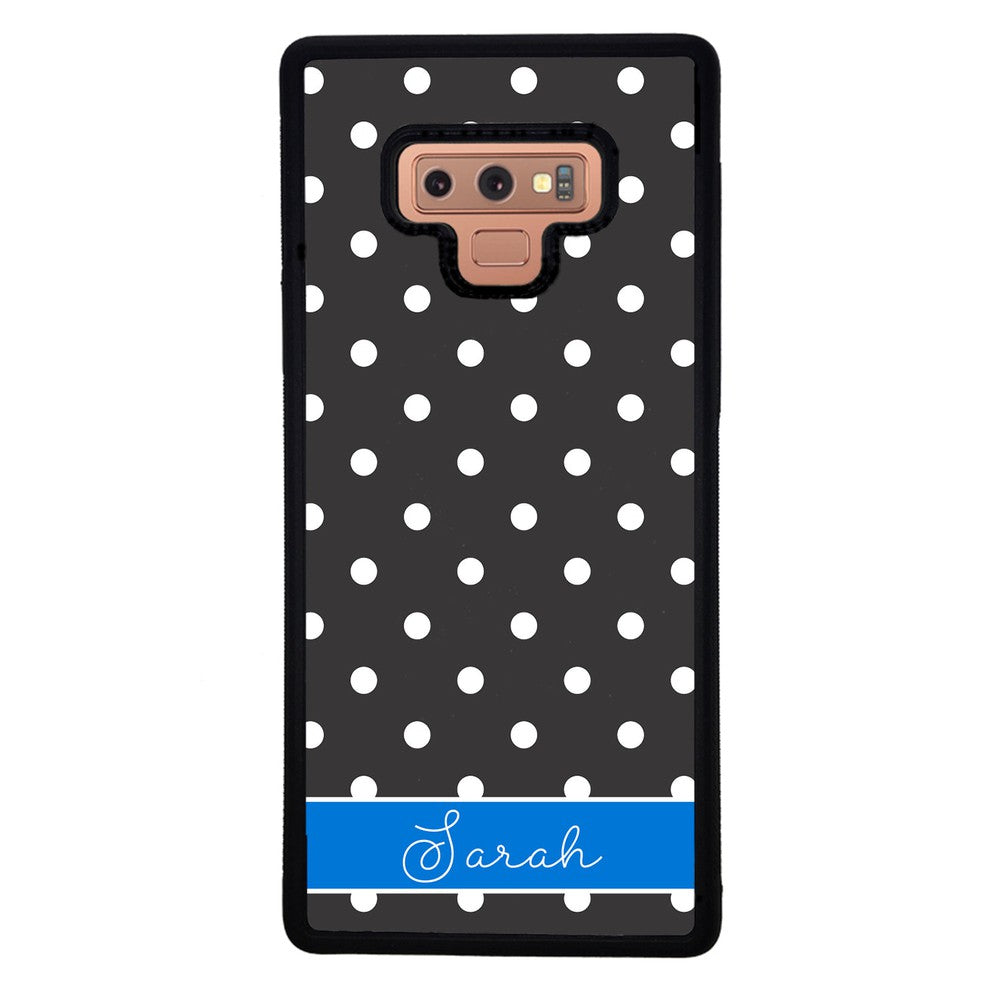 Black Polka Dot Blue Personalized Samsung Phone Case