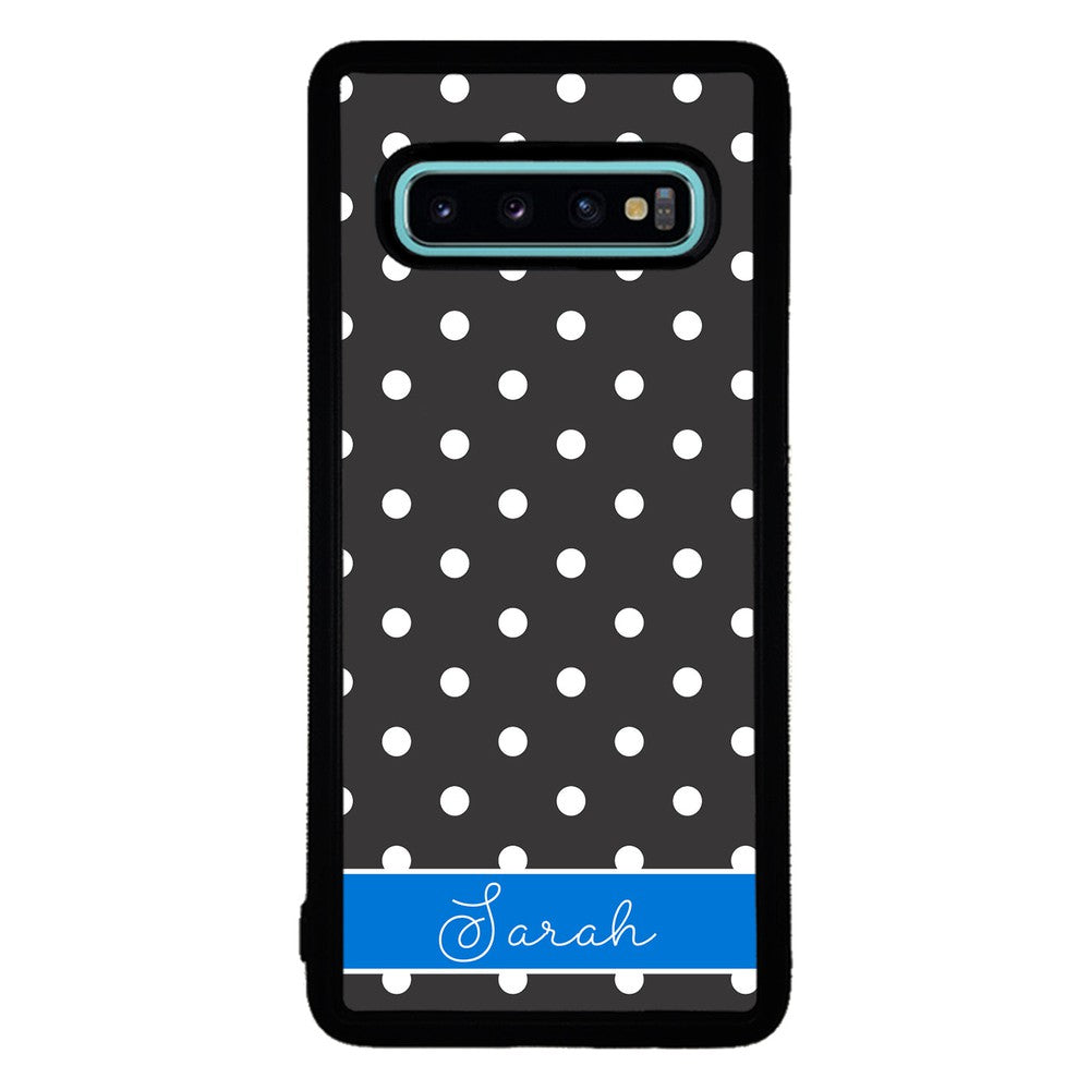 Black Polka Dot Blue Personalized Samsung Phone Case