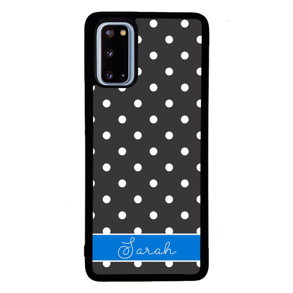 Black Polka Dot Blue Personalized Samsung Phone Case