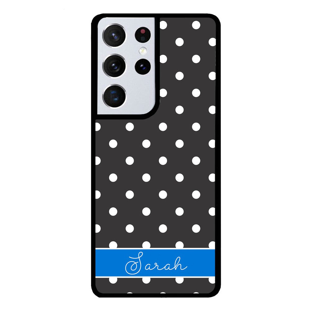 Black Polka Dot Blue Personalized Samsung Phone Case