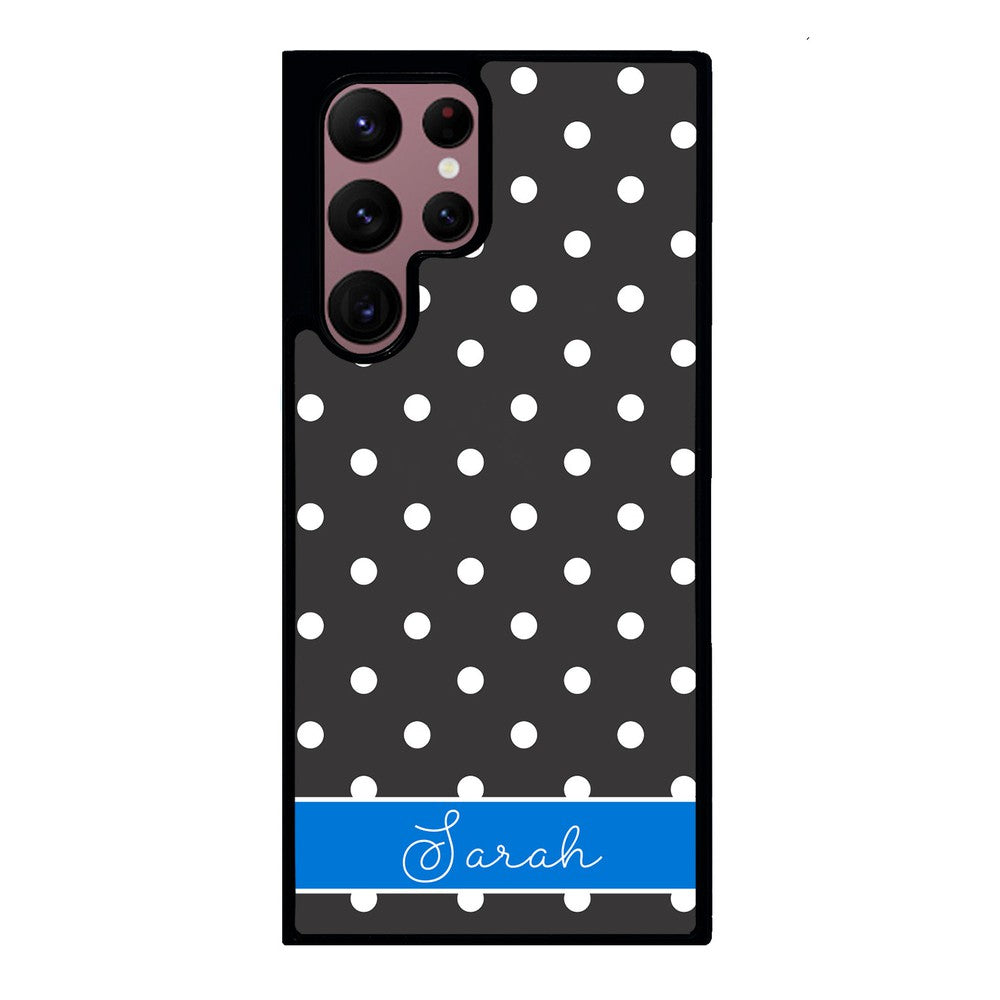 Black Polka Dot Blue Personalized Samsung Phone Case