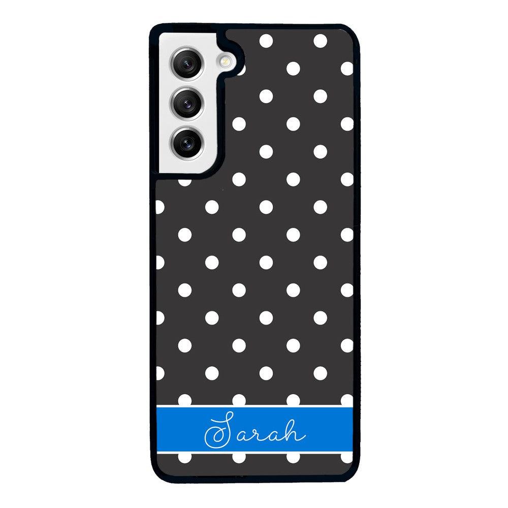 Black Polka Dot Blue Personalized Samsung Phone Case